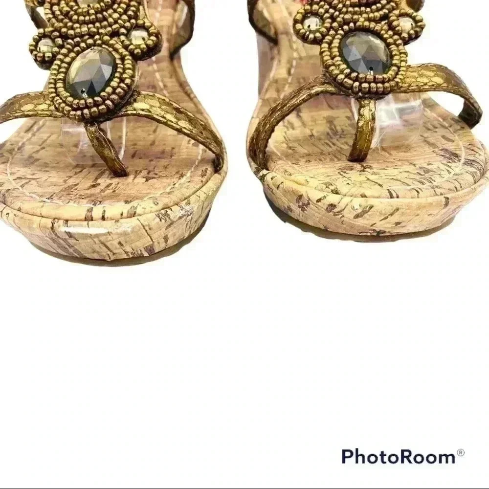 Esprit Bronze, Jeweled, Wedge Sandals - Picture 4 of 10